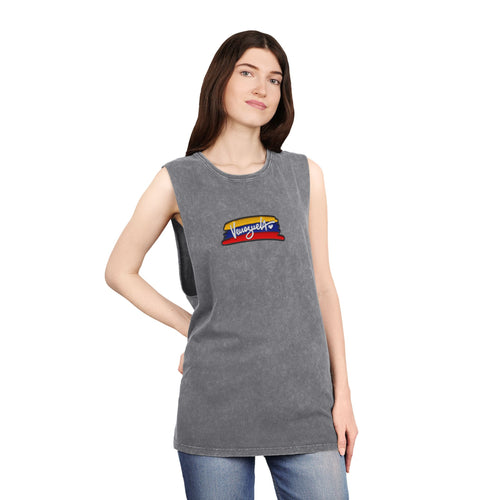 Unisex Stonewash Tank Top with Vintage Graphic, Casual Summer Apparel, Beachwear, Gym Top, Gift for Him/Her