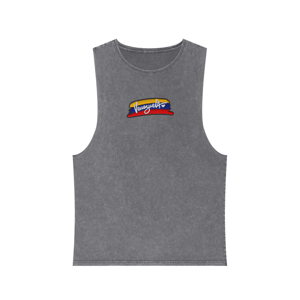 Unisex Stonewash Tank Top with Vintage Graphic, Casual Summer Apparel, Beachwear, Gym Top, Gift for Him/Her