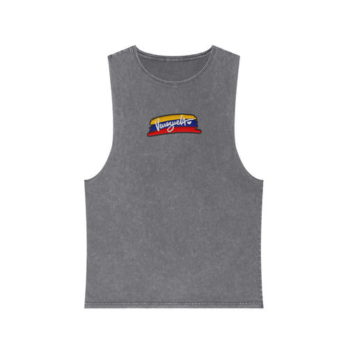 Unisex Stonewash Tank Top with Vintage Graphic, Casual Summer Apparel, Beachwear, Gym Top, Gift for Him/Her